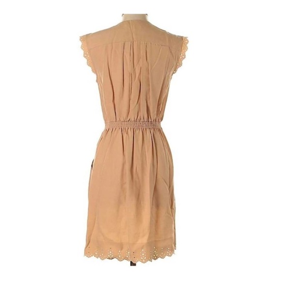 Rebecca Taylor Tan Eyelet Embroidered Casual Dress size 4 - Picture 6 of 8